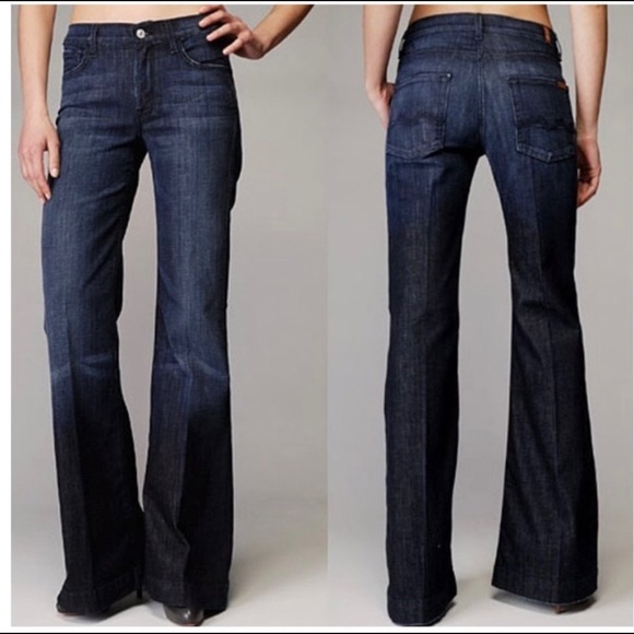 7FAM dark wash Ginger flare jeans - Picture 1 of 9
